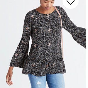 Madewell Fiesta Paisley Silk Bell Sleeve Top XL